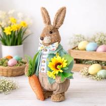 Boneco Coelho Decoração Páscoa Cenoura Buquê Artesanal 50cm Boneco Coelho Decoração Páscoa Cenoura Buquê Artesanal 50cm