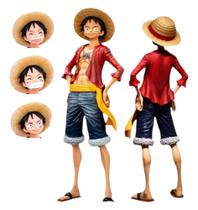 Boneco Colecionável Luffy Anime One Piece Figura De Ação + Rostos Boneco Colecionável Luffy Anime One Piece Figura De Ação + Rostos
