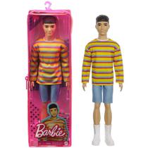 Boneco com Estojo - Ken - Barbie Fashionistas - Camiseta Listrada - 175 - Mattel