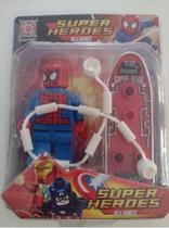 Boneco compativel com Lego Homem Aranha com Skate Articulado