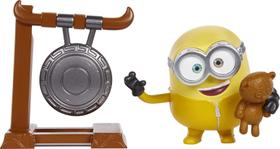 Boneco de ação Minions Rise of Gru Bob com gongo e pelúcia de 10 cm