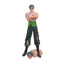 Boneco de ação One Piece Zoro, modelo de PVC de 28 cm com cabeça alternativa Boneco de ação One Piece Zoro, modelo de PVC de 28 cm com cabeça alternativa