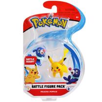 Boneco de ação Pokémon Battle de 5 cm, pacote com 2 unidades, Pikachu Popplio