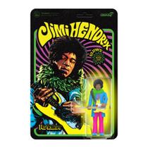 Boneco de ação Super7 Jimi Hendrix Blacklight 9,5 cm com acessório