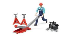 Boneco de brinquedo Bruder 62100 Bworld Man com conjunto de oficina Boneco de brinquedo Bruder 62100 Bworld Man com conjunto de oficina