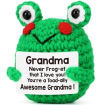 Boneco de brinquedo LEJIAJINW Crochet Frog Grandma Gift 6x8 cm