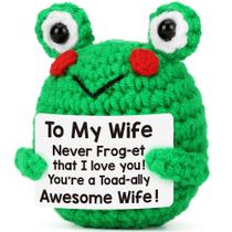 Boneco de brinquedo LEJIAJINW Mini sapo de crochê feito à mão 6x8 cm