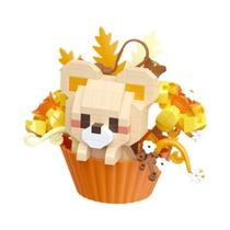 Boneco De Desenho Animado Fofo Panda Cachorrinho Animais Pequenos Em Vaso Buquê De Blocos De Montar