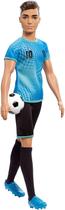 Boneco de Futebol Ken com Bola de Futebol e Uniforme, Presente para Crianças de 3 a 7 anos