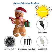 Boneco De Gengibre Inflável De Natal De 2,4 M Com Luzes LED De Doces, Enfeite De Pátio Externo,