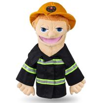 Boneco de mão ZJoey Fireman Plush 36 cm com boca em movimento