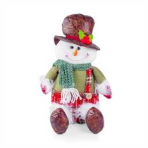 Boneco De Natal Decorativo Sentado Em Poliéster 29cm Boneco De Neve Boneco De Natal Decorativo Sentado Em Poliéster 29cm Boneco De Neve