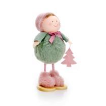 Boneco de Natal Menino em Pé Verde e Rosa 20x12 cm - D'Rossi