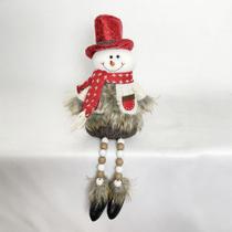 Boneco de Neve com Pernas de Miçangas 43cm Natal Formosinha - TOK DA CASA