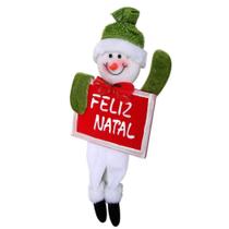 Boneco de Neve com Placa Feliz Natal 12cm de Largura CBRN0357 CD0067