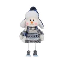 Boneco de Neve de Pelúcia Azul - Enfeite de Natal para Árvore