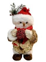 Boneco de neve decorativo com cachecol vermelho