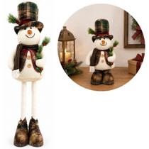 Boneco de Neve Decorativo Natalino Retrátil Pelúcia Prime 55 a 90cm com Cartola Xadrez - Magizi Boneco de Neve Decorativo Natalino Retrátil Pelúcia Prime 55 a 90cm com Cartola Xadrez - Magizi