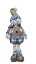 Boneco de Neve em Pe Marrom e Cinza 43cm