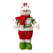 Boneco de Neve Em Pé Pelúcia Funny Tricot Verde e Vermelho 40cm - Magizi - Yangzi