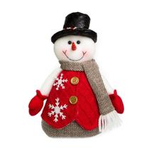 Boneco de neve enfeite de natal cloud vermelho/cinza 26cm - Tok Da Casa