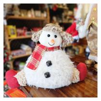 Boneco de Neve Floc Sentado Pelúcido com Chapeu Bone 25cm
