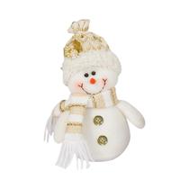 Boneco De Neve Fofo Com Chapéu E Cachecol Tricotados, Botão Dourado, Figura Decorativa De Natal,