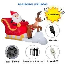 Boneco de Neve Inflável de 1,5m com Luzes LED - Decoração de Natal para Jardim