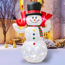 Boneco de neve inflável de Natal HIGSEEU de 2,4 m com luzes giratórias Boneco de neve inflável de Natal HIGSEEU de 2,4 m com luzes giratórias