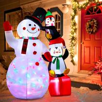Boneco de neve inflável OurWarm de Natal com pinguins 180 cm com luzes Boneco de neve inflável OurWarm de Natal com pinguins 180 cm com luzes