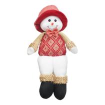Boneco de neve natalino sentado 42cm Família Joy Vermelho - Art Christmas