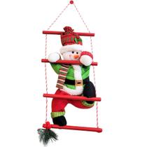 Boneco de Neve Pelúcia na Escada Madeira Prime Decorado 50cm - Wincy Natal