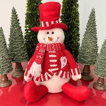 Boneco de Neve Pelúcia Vermelho/Branco - 30cm Boneco de Neve Pelúcia Vermelho/Branco - 30cm