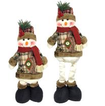 Boneco de Neve Retrátil Pelúcia Encolhe e Estica 47cm Alpes Casaco Xadrez 1 Unidade - Magizi