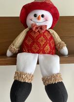 Boneco de neve sentado - perna mole - vermelho - 44cm - joy