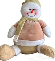 Boneco de neve sentado - rose gold - 44cm - joy - ART CHRISTMAS