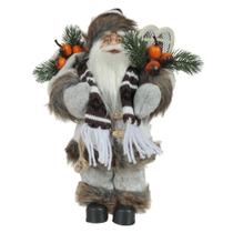 Boneco de Papai Noel de Natal em Pé Cinza e Marrom 30cm
