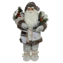 Boneco de Papai Noel de Natal em Pé Cinza e Marrom 60cm Boneco de Papai Noel de Natal em Pé Cinza e Marrom 60cm