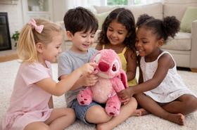 Boneco De Pelucia Angel Rosa Stitch 35cm Peludo Antialérgico Premium