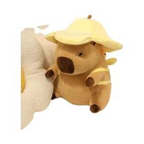 Boneco De Pelúcia Capivara Kawaii Com Chapéu De Flor, Mochila E Almofada Confortável Para Decoração