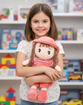 Boneco De Pelúcia Menina Vestido Rosa 40cm