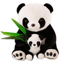 Boneco de pelúcia Panda com folha de bambu branca e preta 25cm Boneco de pelúcia Panda com folha de bambu branca e preta 25cm