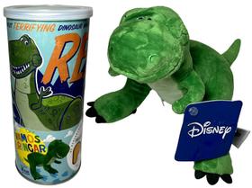 Boneco De Pelúcia Pequeno Dinossauro Rex Verde Acompanha Latinha Decorativa - Personagem Infantil Do Filme Desenho Toy Story Disney - Fun Brinquedos