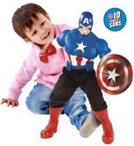 Boneco de Vinil Gigante Capitão América 10 frases + Som - 52cm