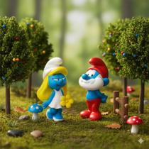 Boneco de Vinil Macio 14cm Smurfs Papai Smurf ou Smurfette - Cardoso Toys