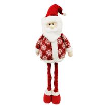 Boneco Decoração de Natal Papai Noel Com Gorro Vermelho 55 cm Roupa em Lã Acabamento Artesanal - Gingerbread