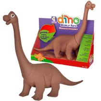 Boneco Dino World Kids Braquiossauro Marrom Faz Sons de Dinossauro de Verdade para Crianças +3 Anos Cotiplás - 2196