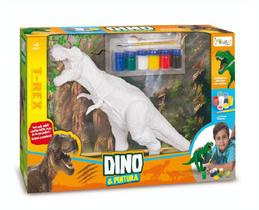 Boneco Dinossauro P/ Colorir Com Tinta e Pincel Didatico Pedagogico - Miketa Brinquedos
