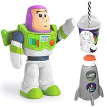 Boneco do Buzz Lightyear com 5 Falas + Garrafinha Foguete e Copo