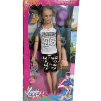 Boneco Estilo Ken Surfista com Prancha Articulado com Roupa de Praia Presente Brinquedo Masculino